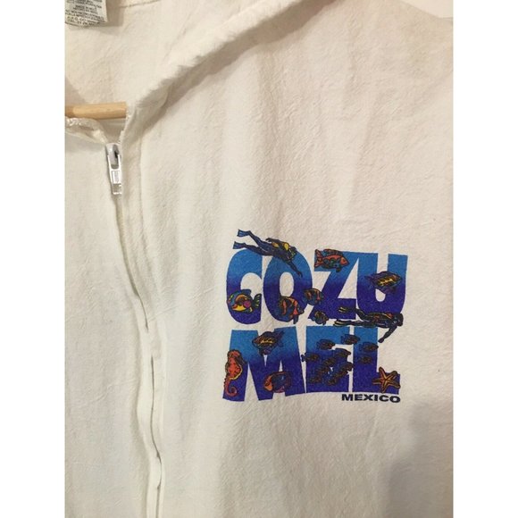 La Iguana Hoodie Full Zip Jacket Vtg 90 Cozumel Mexico Sz‎ M White Rare - Picture 3 of 7